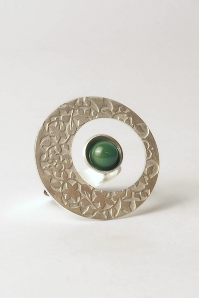 Anillo Círculo Alhambra Palacios Nazaríes Verde Plata