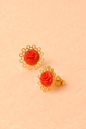 Pendientes de Tuerca Las Flores Oro