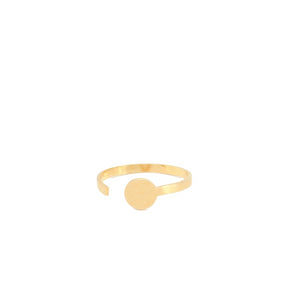 Gold circle adjustable ring from the Minimal collection by PLATÓNICA. Gold plated silver. Minimalist jewelry. Contemporary jewelry. Author jewelry. Made in Granada, Andalusia, Spain. Jewelry workshop in the Albaicín. Crafts. Hand-made jewelry. Jewels made from Andalusia. Geometry. Simple and elegant style