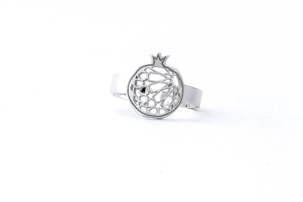 Fine ring pomegranate no.1. 925 silver. Sterling silver. PLATÓNICA, contemporary signature jewelry. manufactured in our workshop in Albaicin, Granada, Spain. Handmade jewelry. Alhambra Jewels, Granada. Granada crafts. Jewels made of Andalusia.