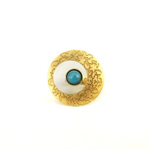 Blue Gold Nasrid Palace Detail Circle Ring