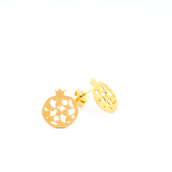 Pendiente Pasante Granada No. 2. . Plata bañada en oro.  PLATÓNICA, joyería contemporánea de autor. fabricado en nuestro taller del Albaicin, Granada, España. Joyas artesanales. Joyas Alhambra, Granada. Artesanía Granada
