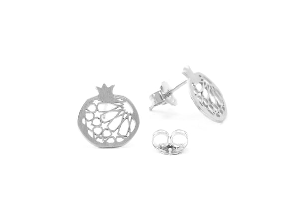 Pendiente pasante granada no1. Plata 925. Plata esterlina.  PLATÓNICA, joyería contemporánea de autor. fabricado en nuestro taller del Albaicin, Granada, España. Joyas artesanales. Joyas Alhambra, Granada. Artesanía Granada. Joyas hechas de Andalucía. 